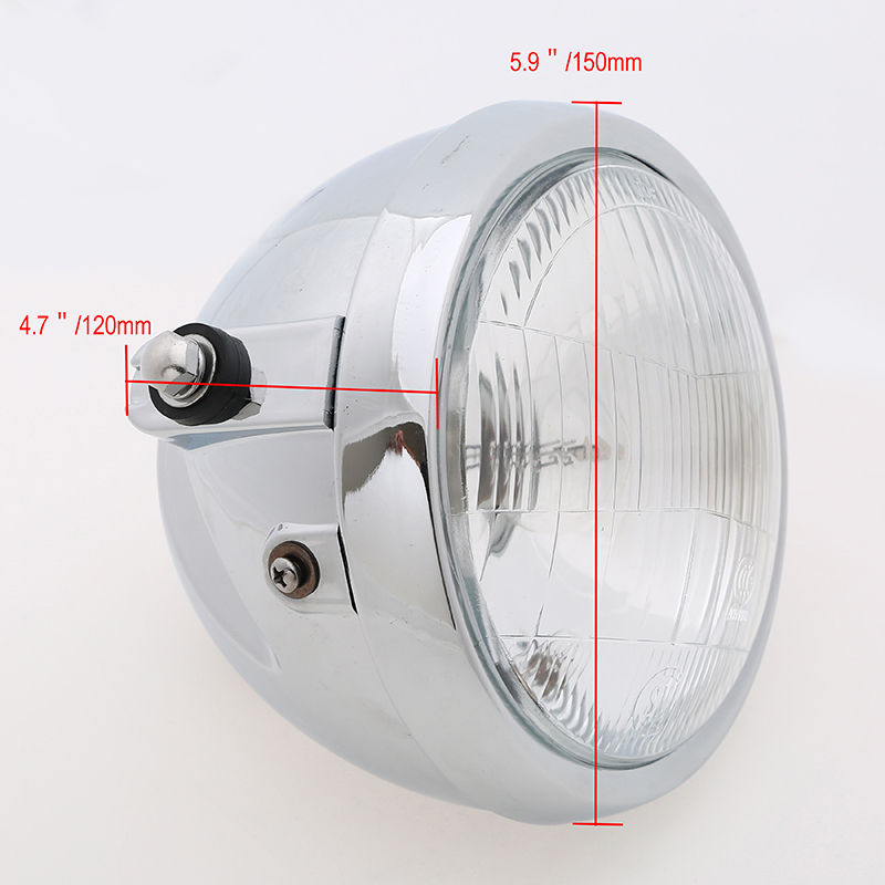 Front 6 Inch 6 Volt 60w Round Motorcycle Side Mount Chrome Headlight Clear Bulb Ebay