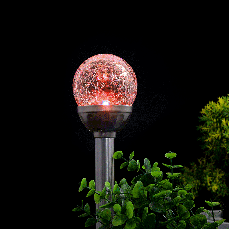 2Pcs Solar Crackle Glass Ball Color Changing LED Garden Yard Path