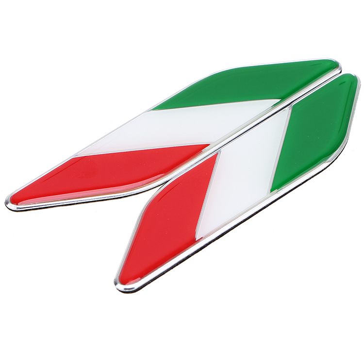 2Pcs Car Auto 3D Aluminum Italy Italian Flag Fender Emblem Badge Decal ...