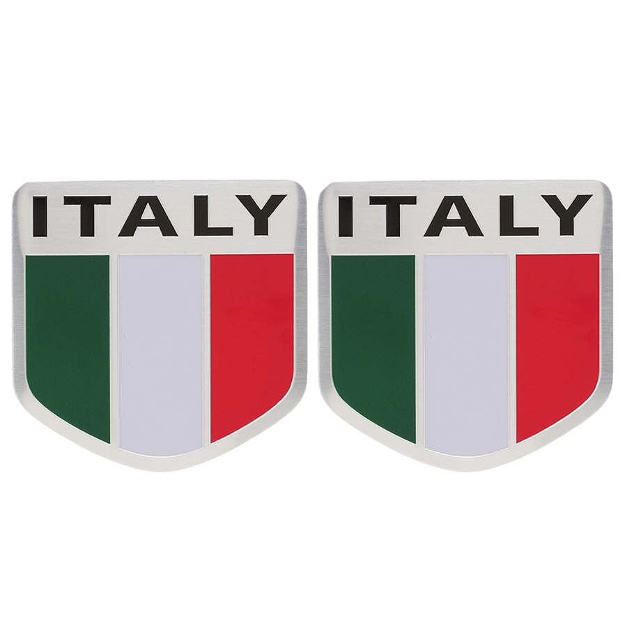 Pairs Aluminum Italy Italian Flag Car Auto Bike Emblem Badge Decal 3D ...